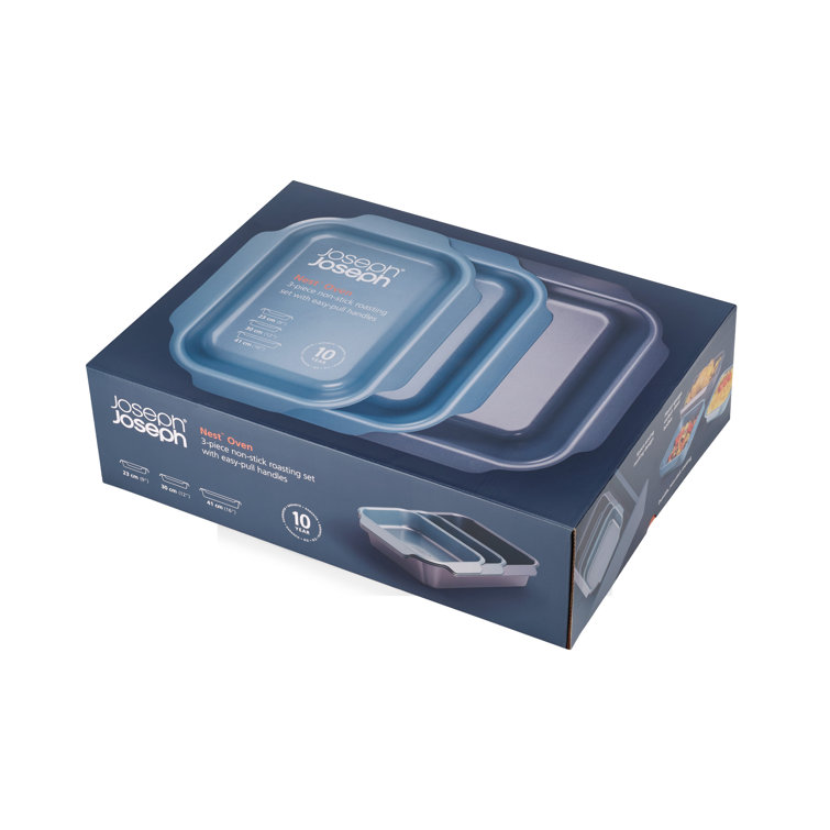 Blue Carbon Steel Non-Stick Stackable Roasting Pan Set