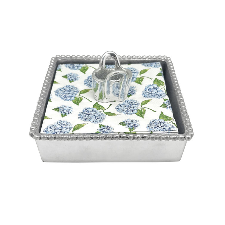Handcrafted Recycled Aluminum Floral Napkin Box Set