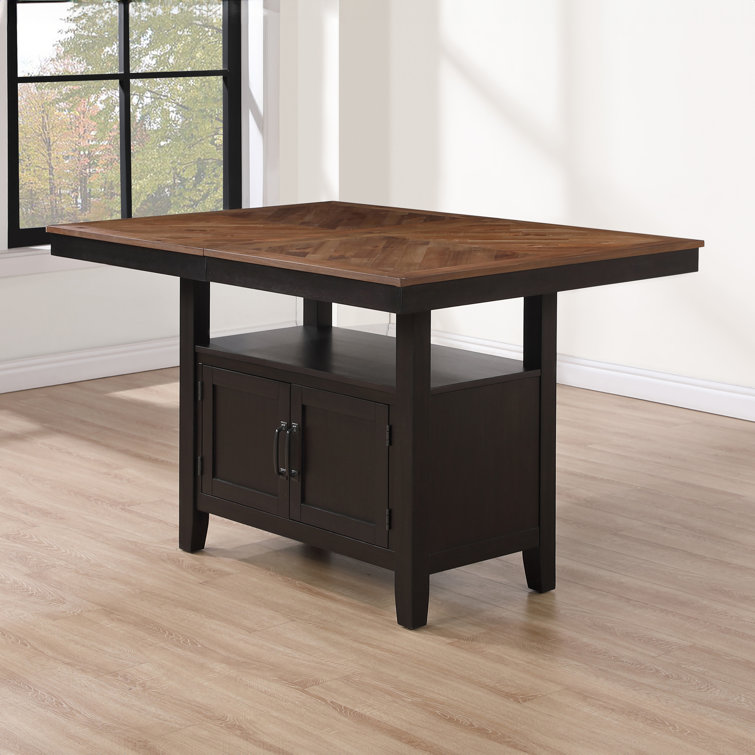 Bermuda 7-Piece Black and Acacia Wood Counter Dining Set