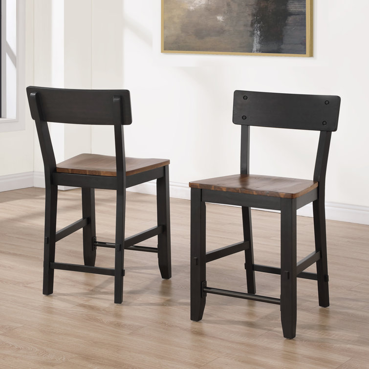Bermuda 7-Piece Black and Acacia Wood Counter Dining Set