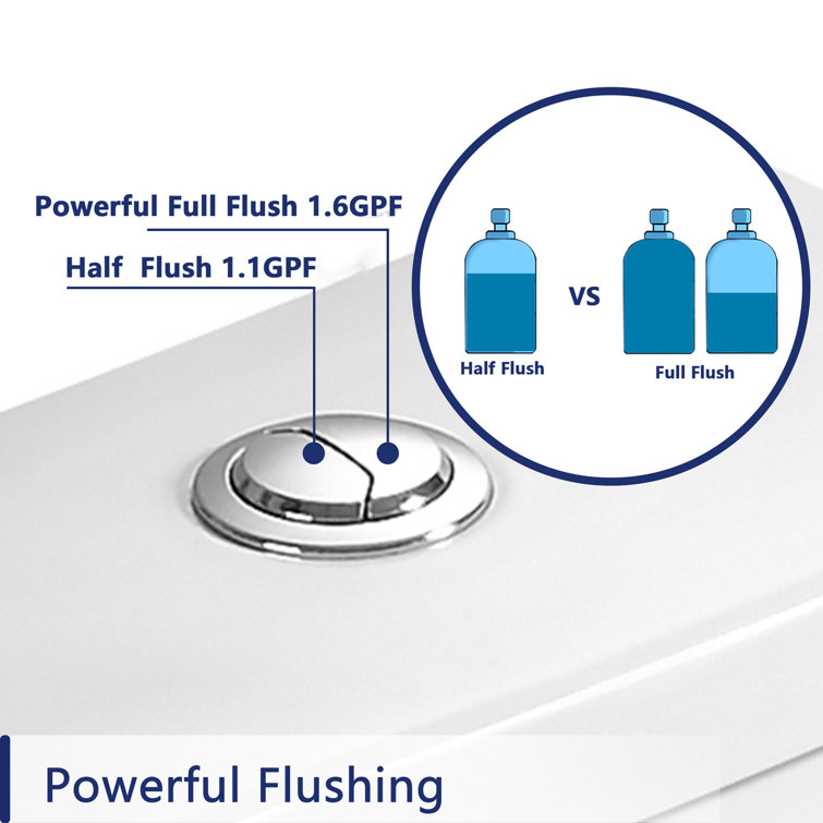 White Ceramic Dual Flush Elongated One-Piece Toilet