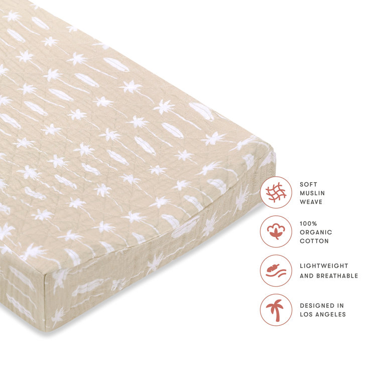 Beach Bum Quilted Beige Organic Cotton Changing Pad Cover
