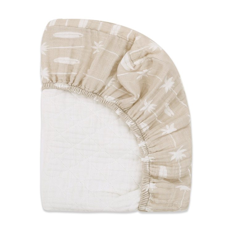 Beach Bum Quilted Beige Organic Cotton Changing Pad Cover
