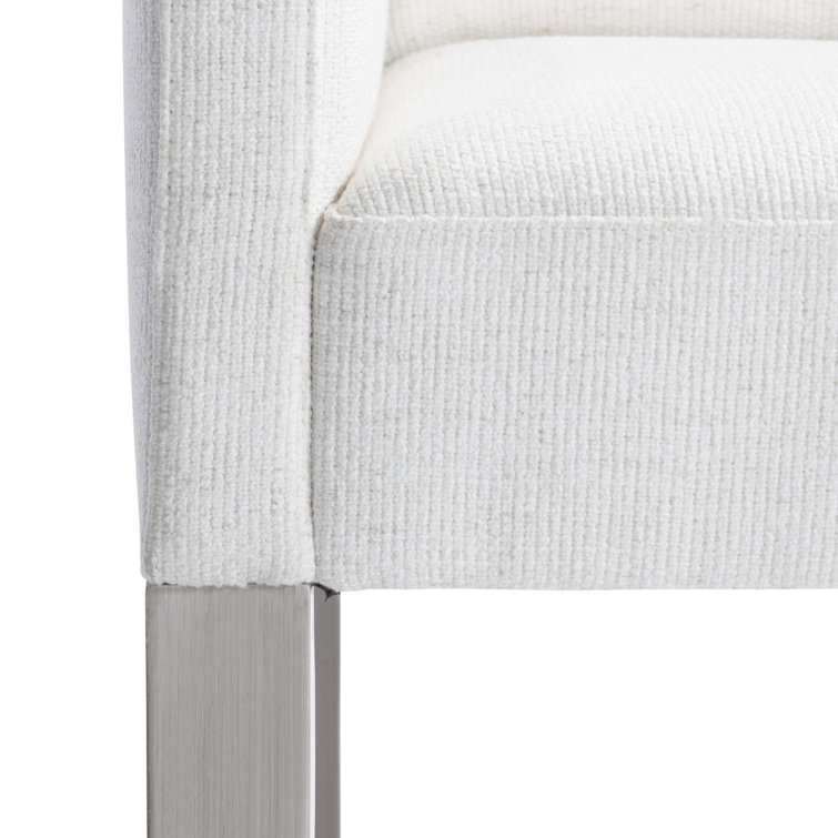 Mist Gray Upholstered Dining Arm Chair with Handcrafted Finish