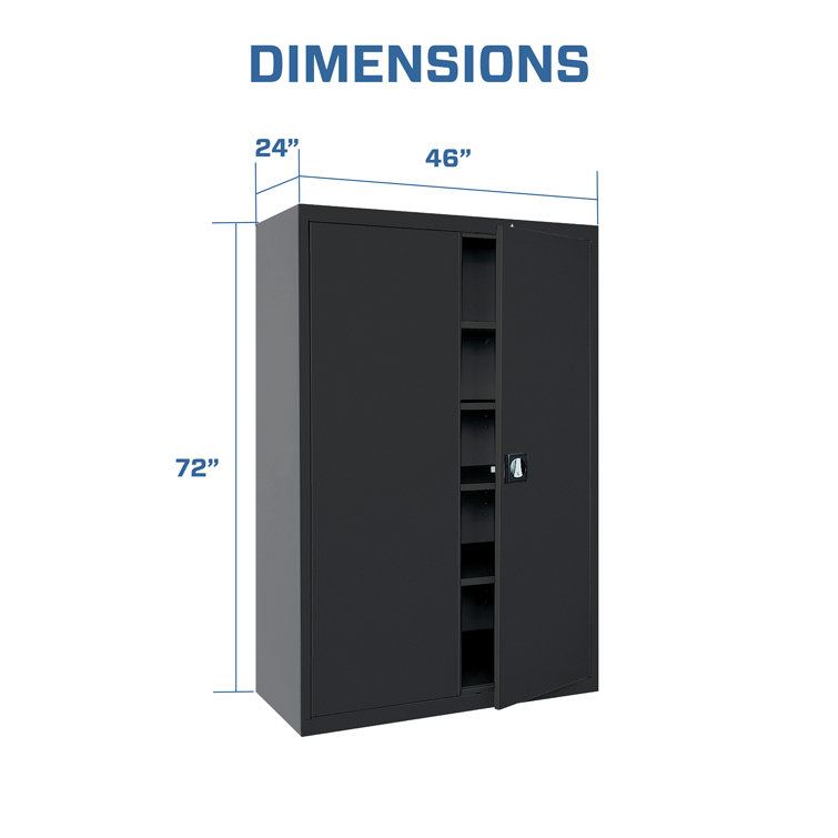 Black Full Height Steel Office Storage Cabinet with Adjustable Shelving