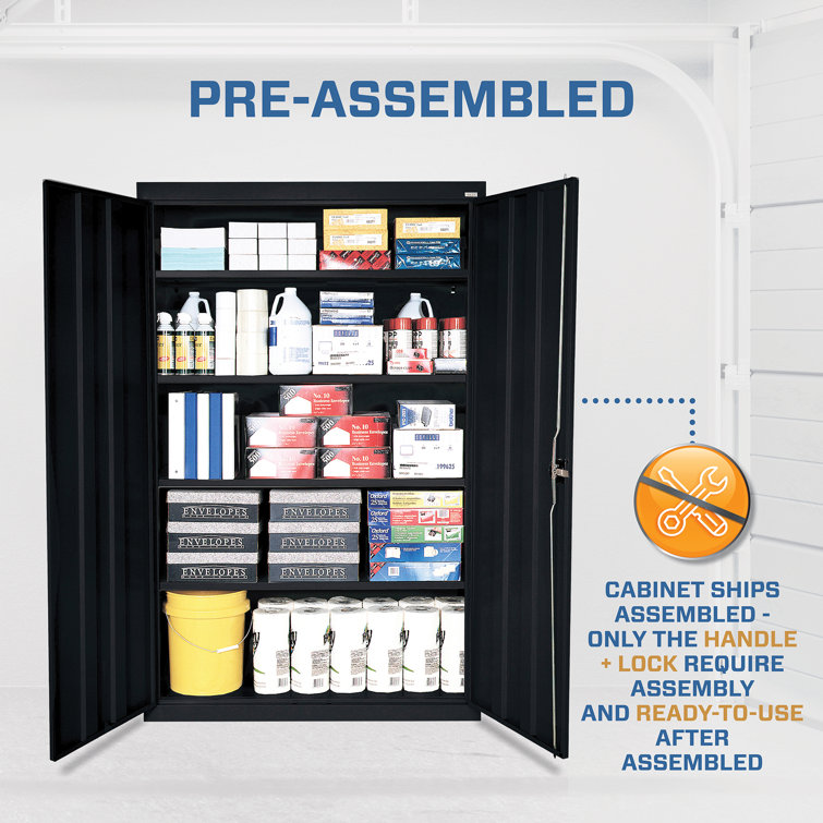Black Full Height Steel Office Storage Cabinet with Adjustable Shelving