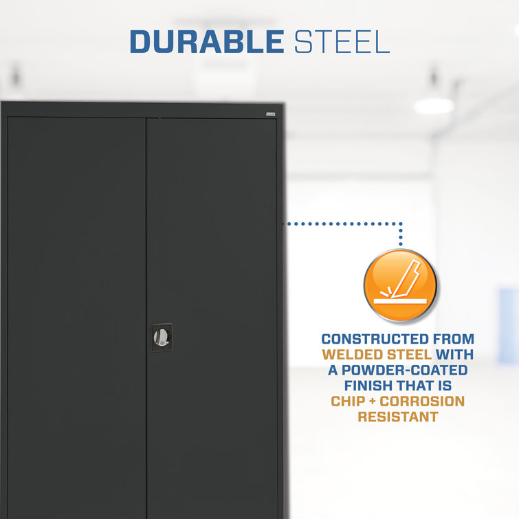 Black Full Height Steel Office Storage Cabinet with Adjustable Shelving