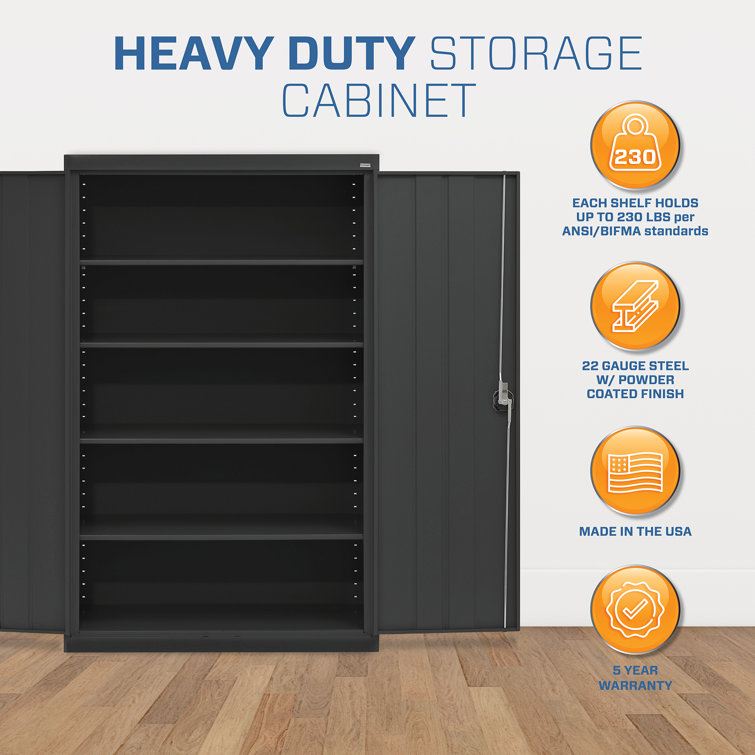 Black Full Height Steel Office Storage Cabinet with Adjustable Shelving