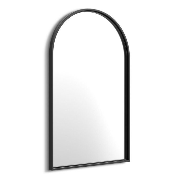 Matte Black Arched Metal Bathroom Wall Mirror