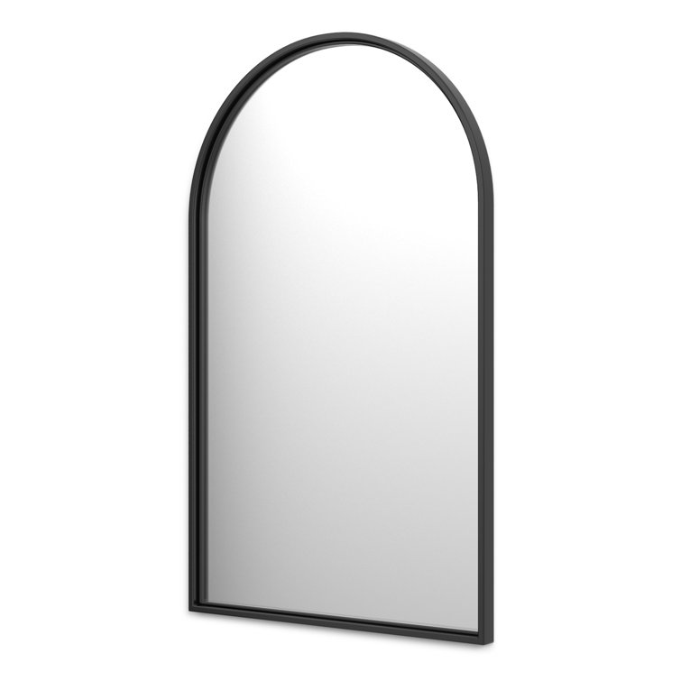 Matte Black Arched Metal Bathroom Wall Mirror