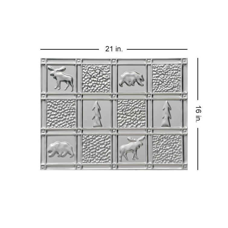 Steel Patterned Tin Plated Wall and Backsplash Tile, 21'' x 16''