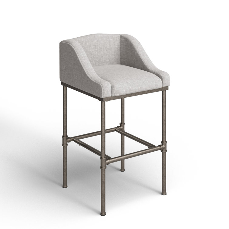 Dillon 27.7" Modern Industrial Gray Metal Bar Stool with Wingback Design