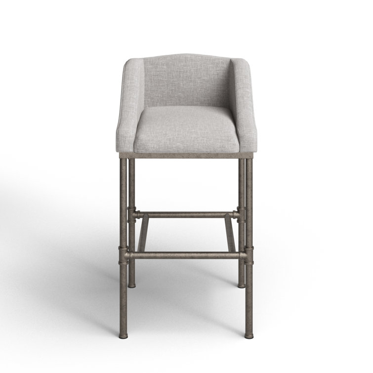Dillon 27.7" Modern Industrial Gray Metal Bar Stool with Wingback Design