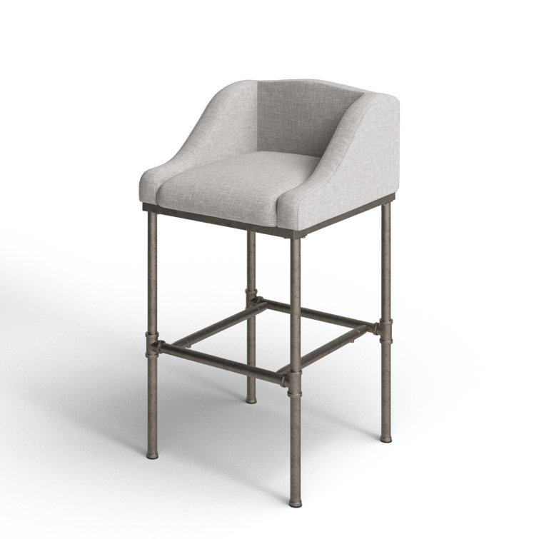 Dillon 27.7" Modern Industrial Gray Metal Bar Stool with Wingback Design