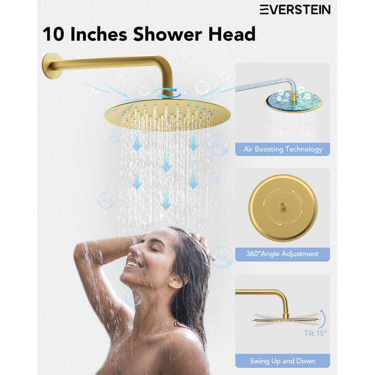 Brushed Gold Dual Head Stainless Steel Shower System with Handheld