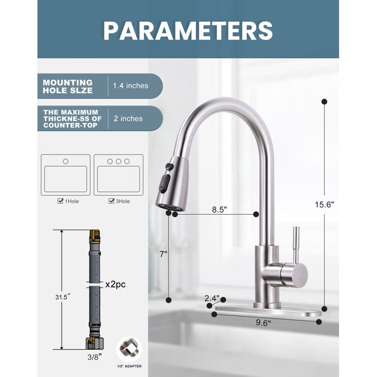 Brushed Nickel Touchless Pull-Down Kitchen Faucet with Spray