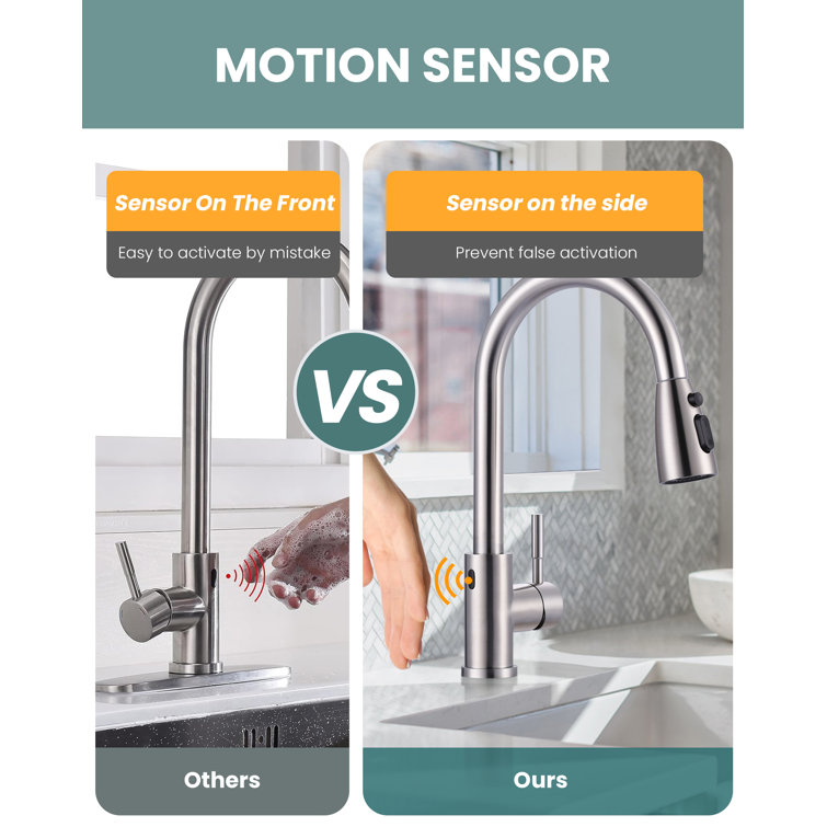 Brushed Nickel Touchless Pull-Down Kitchen Faucet with Spray