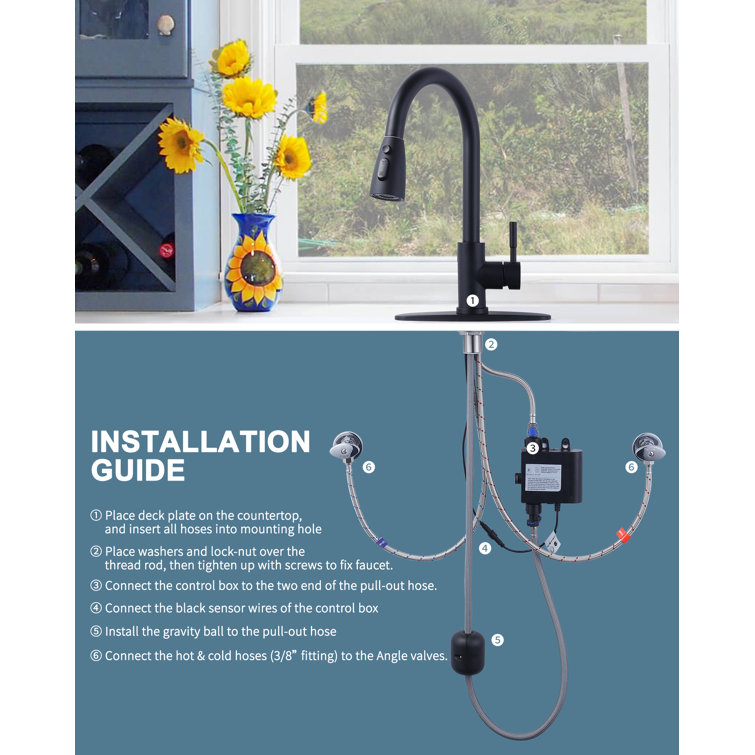 Matte Black Touchless Pull-Down Kitchen Faucet with Spray