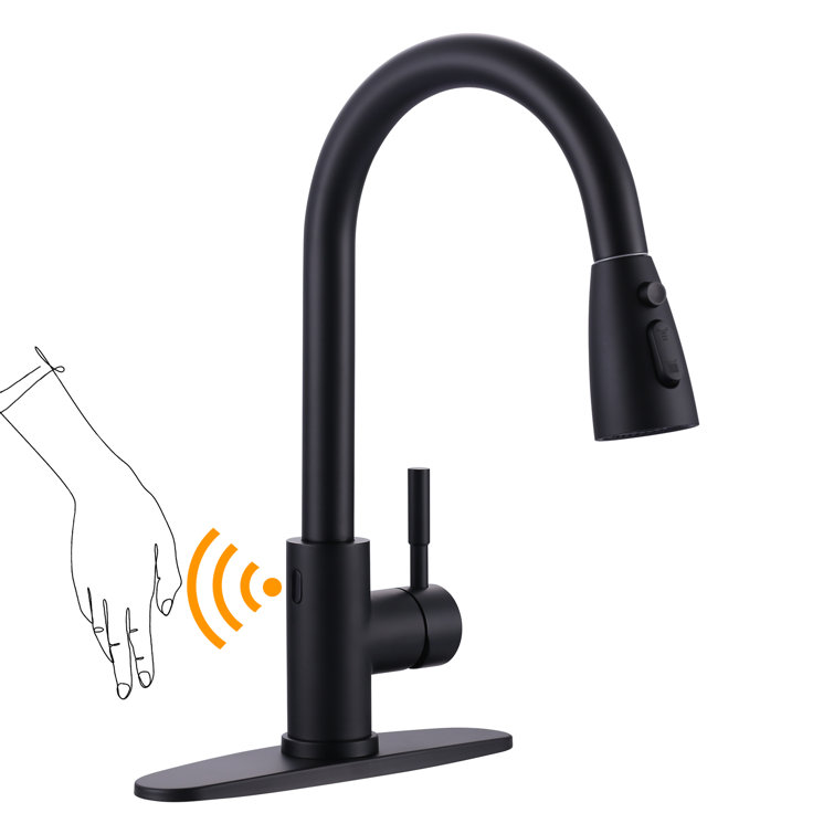 Matte Black Touchless Pull-Down Kitchen Faucet with Spray