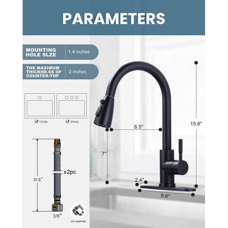 Matte Black Touchless Pull-Down Kitchen Faucet with Spray