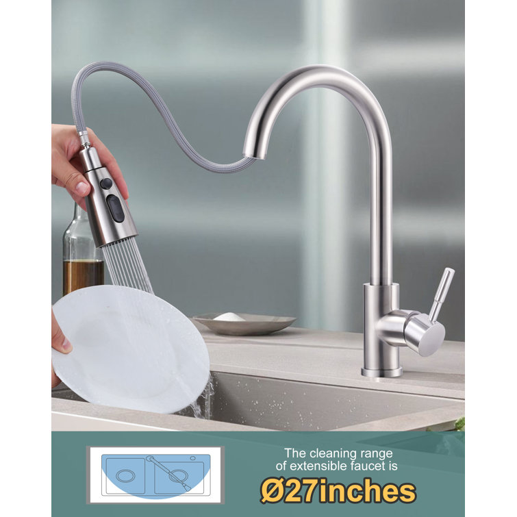 Brushed Nickel Touchless Pull-Down Kitchen Faucet with Spray