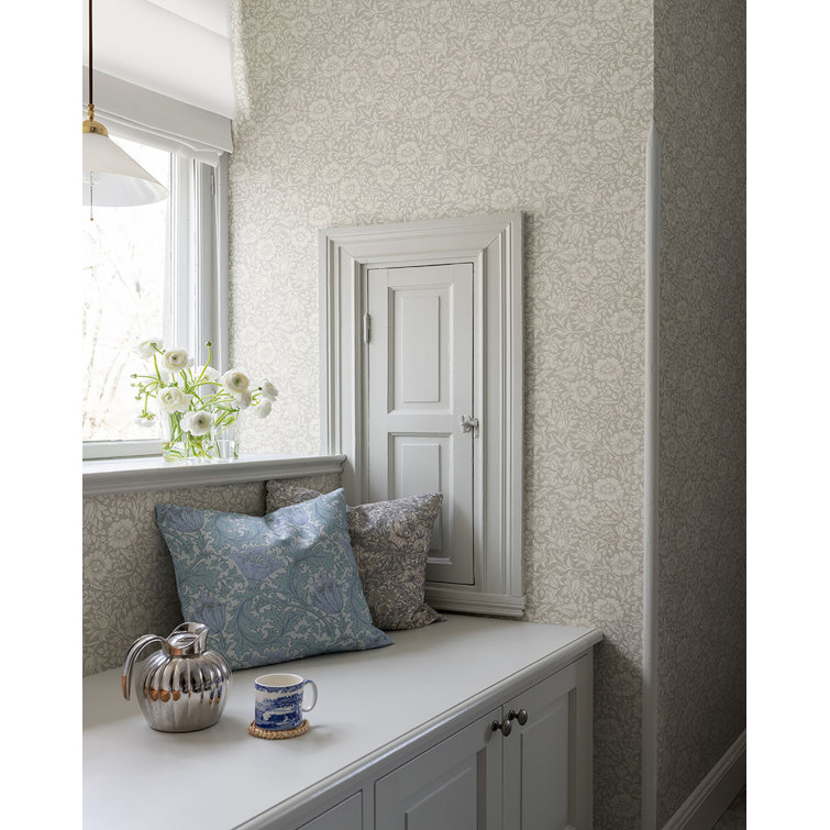 Mallow Grey Floral Non-Pasted Washable Wallpaper Roll