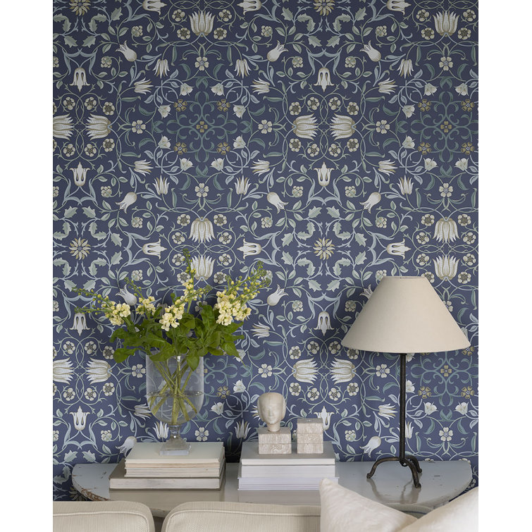 No 1 Holland Park Blue Floral Non-Pasted Wallpaper Roll