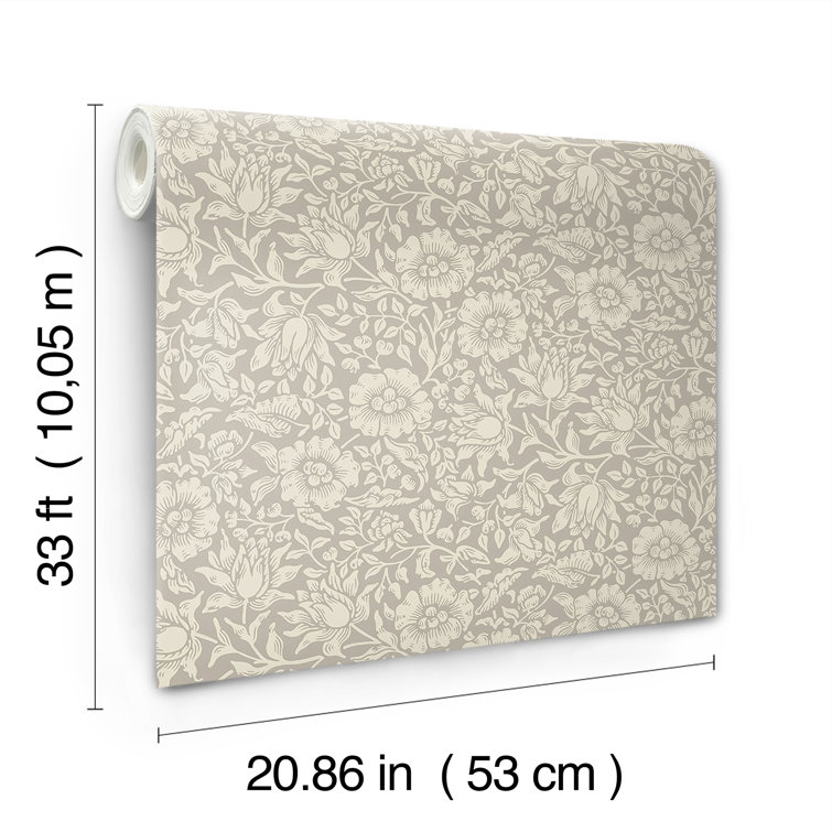 Mallow Grey Floral Non-Pasted Washable Wallpaper Roll