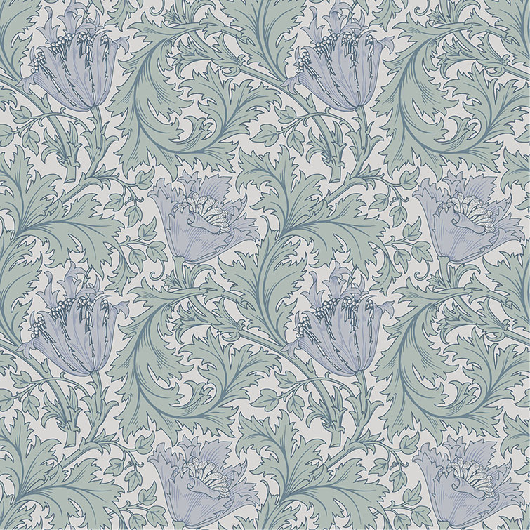 Periwinkle Blue Floral Non-Woven Wallpaper Roll