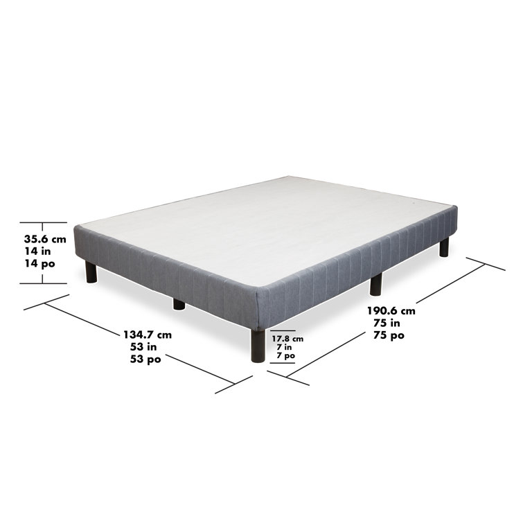 Full Black Upholstered Metal Platform Bed Frame with Slats