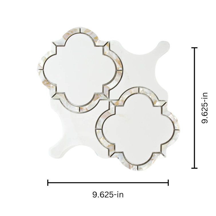 Calacatta Pearl 12" x 12" Glass Mosaic Wall Tile with Mother of Pearl Border