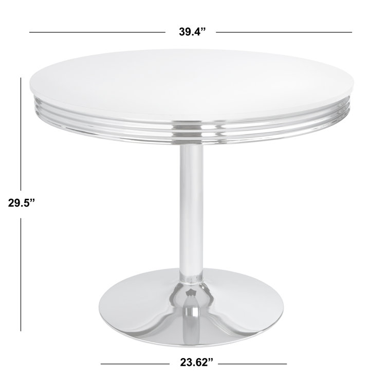 Retro White and Chrome 5-Piece Dining Set with Gray Chairs
