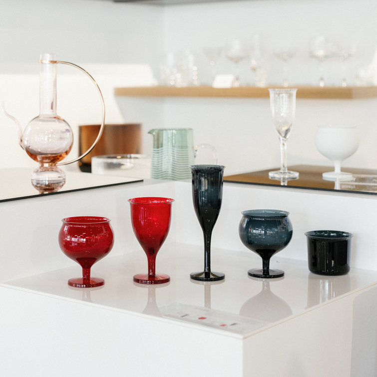Omnia Bey Ribbed Red Crystal Wine Glass Set of 4