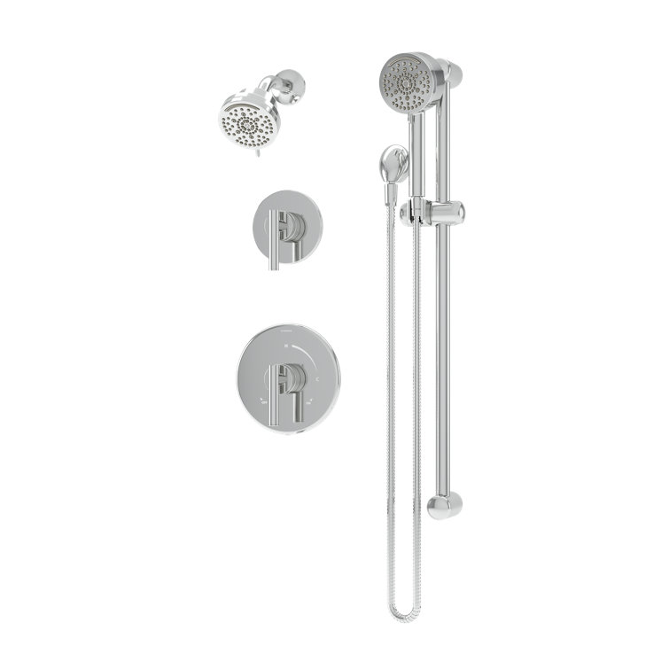 Polished Chrome Adjustable Multi-head Shower System with Handheld Sprayer