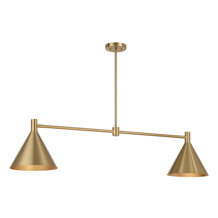 Noble Brass Adjustable 2-Light Metal Linear Chandelier