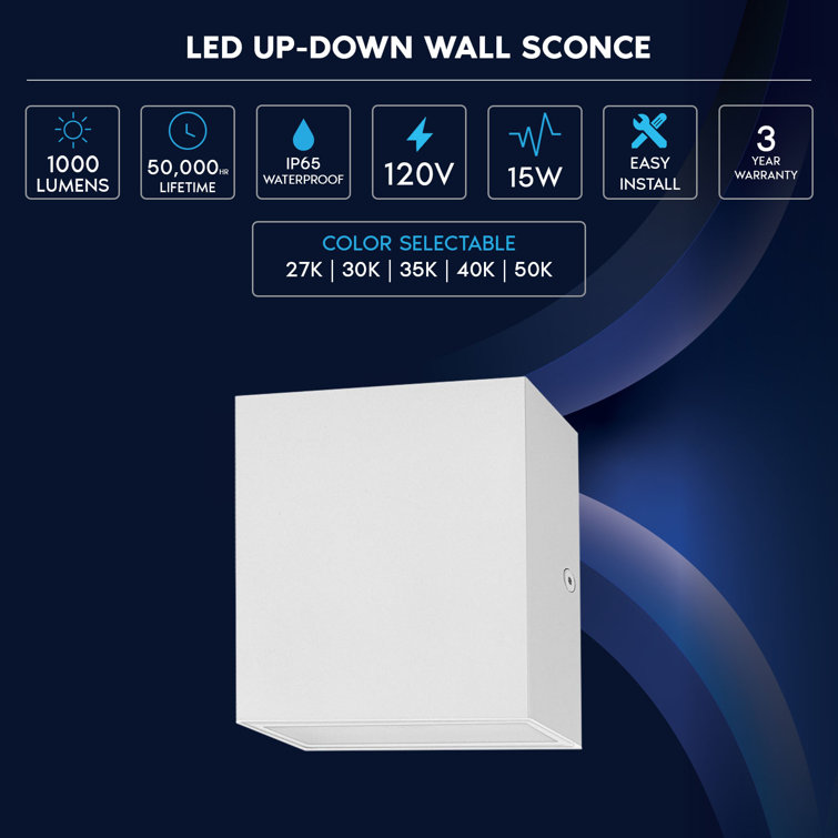 White Square LED Up and Down Wall Sconce