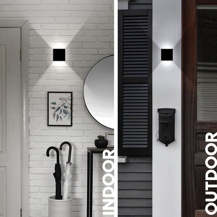 Black Metal LED Up and Down Wall Sconces Set