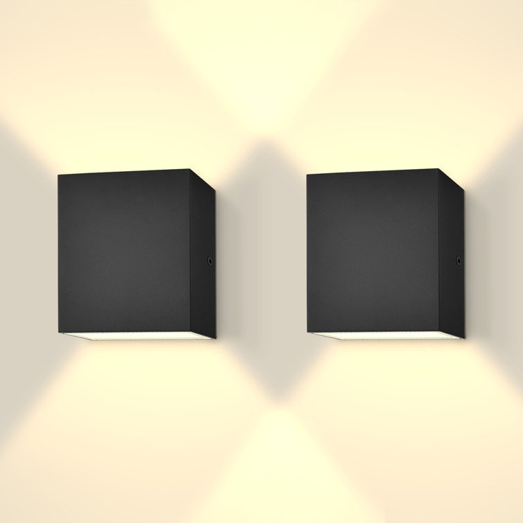 Black Metal LED Up and Down Wall Sconces Set