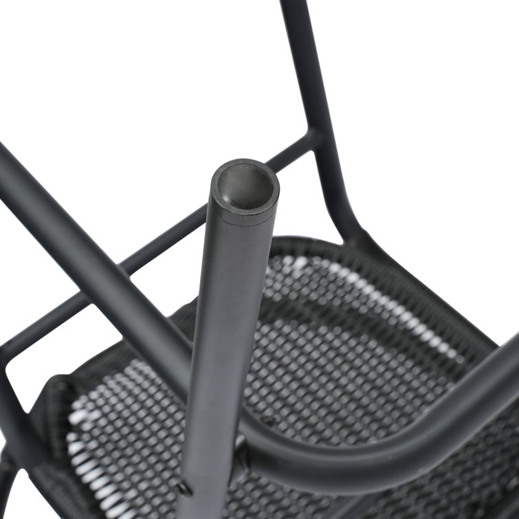 Black Aluminum Frame Indoor-Outdoor Rattan Barstools, Set of 2