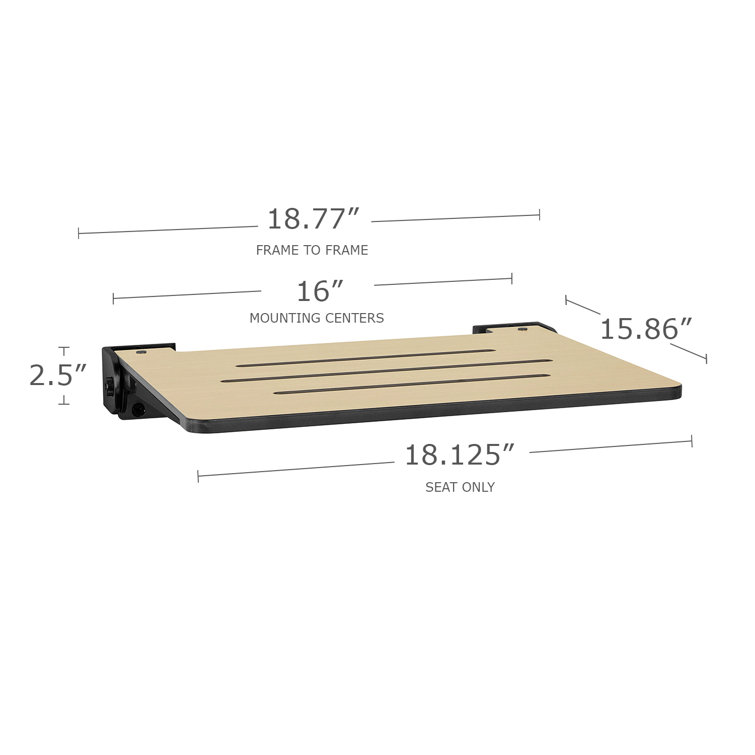 Slimline Teak Folding Wall Mount Shower Bench Seat