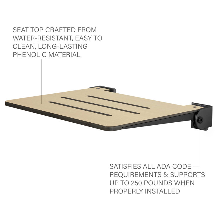 Slimline Teak Folding Wall Mount Shower Bench Seat