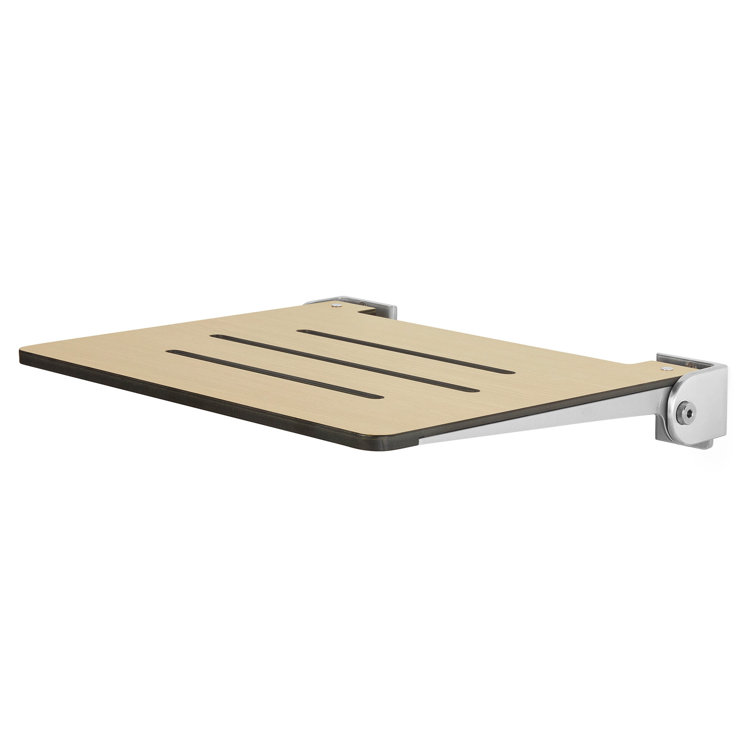 Urban Chic Teak Folding Wall Mount Shower Bench with Silver Frame
