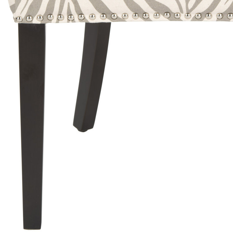 Lester Gray Zebra Linen Parsons Dining Chairs Set of 2