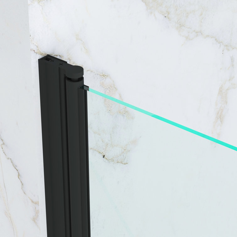 Black 43" x 55" Frameless Glass Tub Door