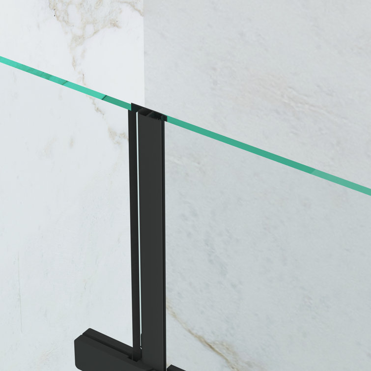 Black 43" x 55" Frameless Glass Tub Door