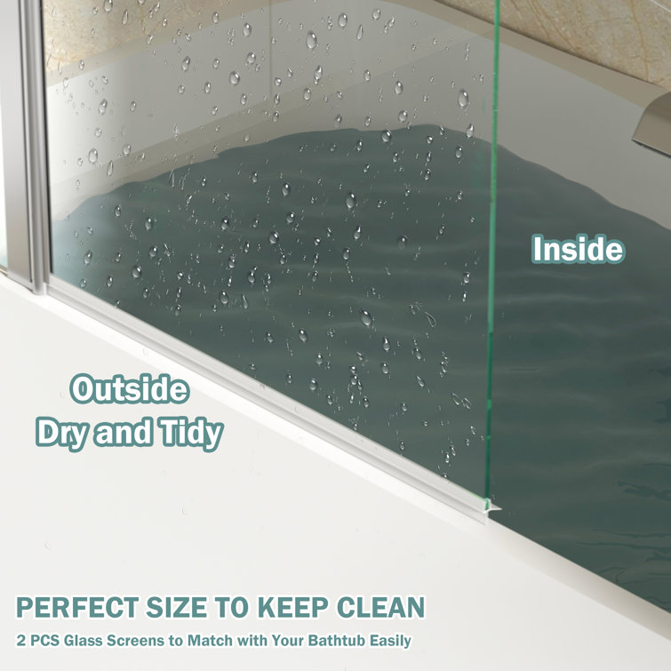 Matte Black Frameless Tub Door with Clear Tempered Glass
