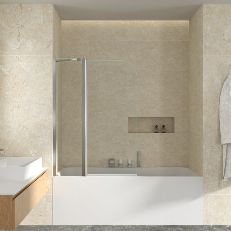 Matte Black Frameless Tub Door with Clear Tempered Glass