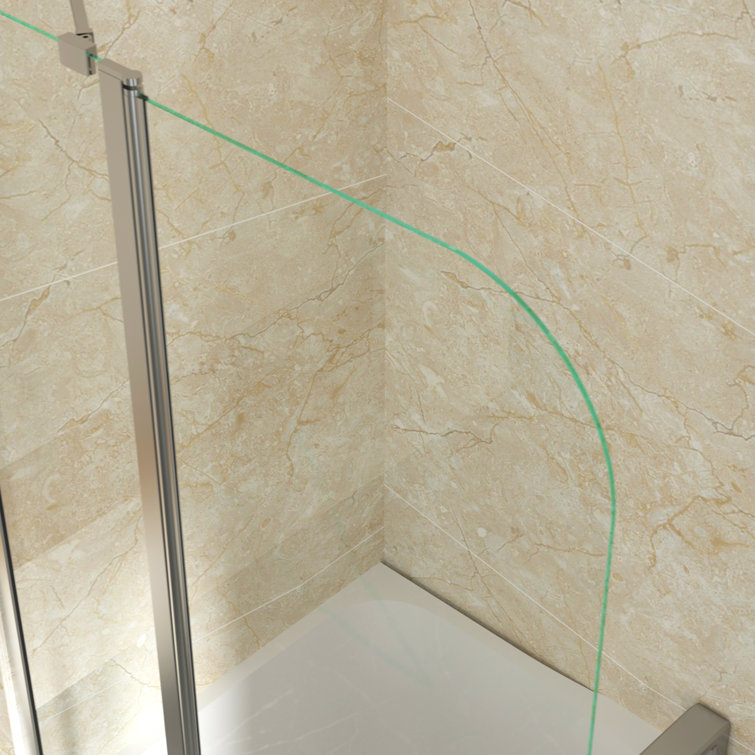 Matte Black Frameless Tub Door with Clear Tempered Glass