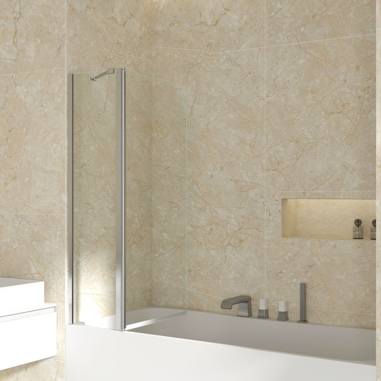 Matte Black Frameless Tub Door with Clear Tempered Glass