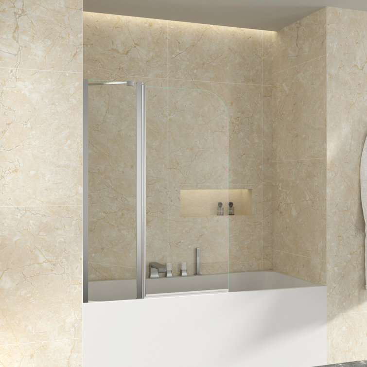Matte Black Frameless Tub Door with Clear Tempered Glass